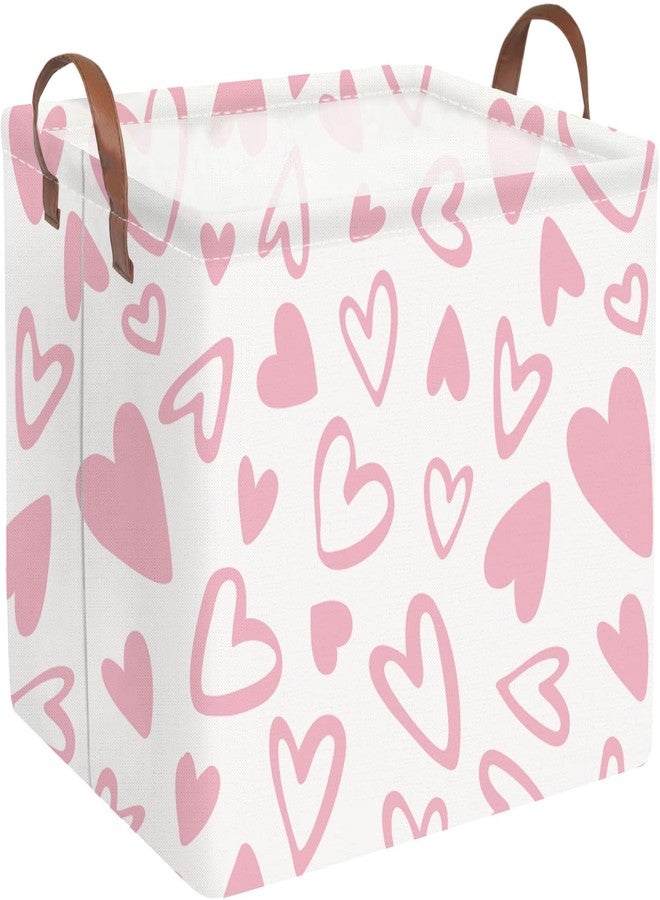 FXOCSHE FXOLCSHE Valentines Day Gift Basket Empty,Baby Girl Baskets,Pink Gift basket with Handle Organizer,Bins for Girls Room Decor,Toy Organizer,Valentine's Day home decor(Lovely pink heart) - Image 1